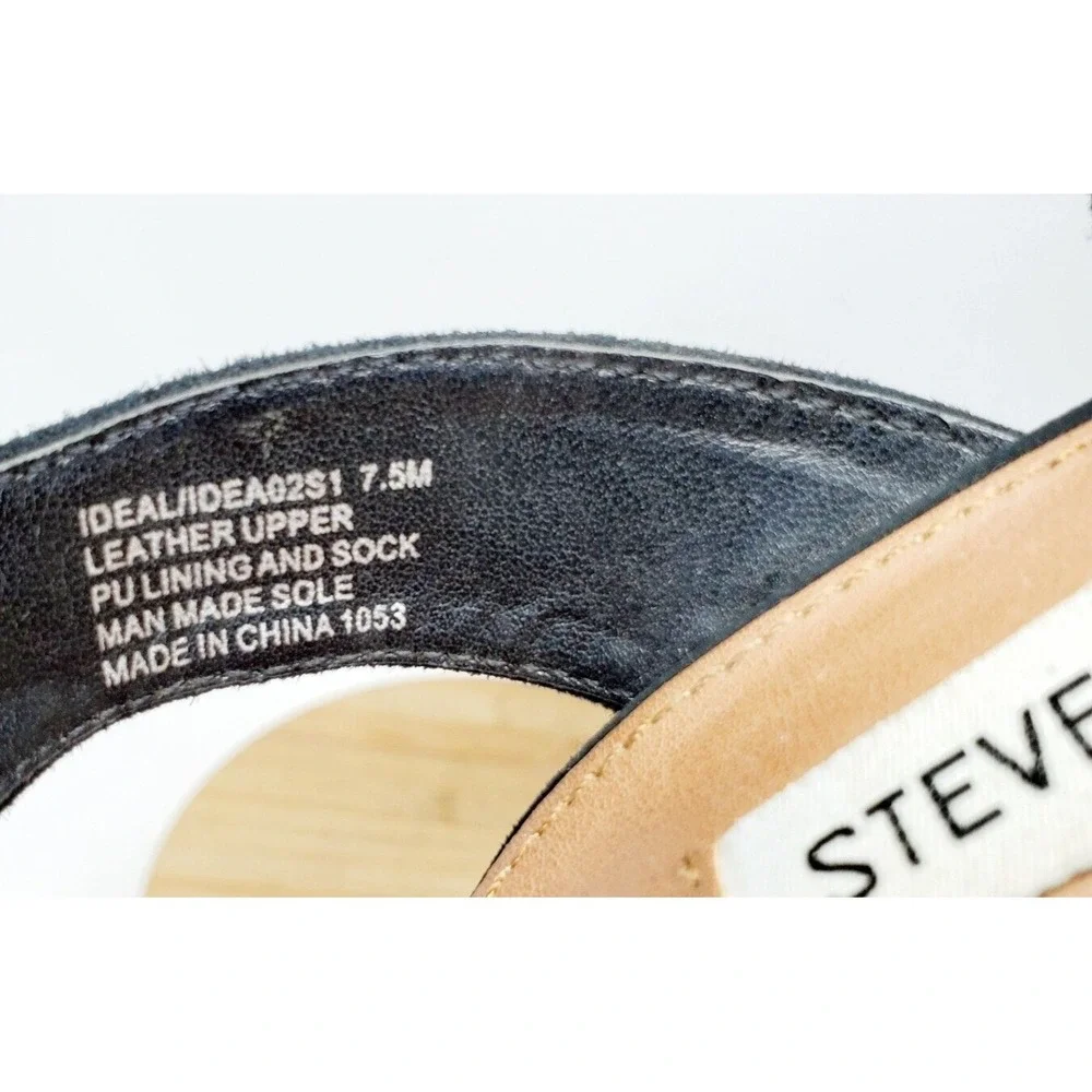 Steve Madden Sandals Womens 7.5 Black Velvet‎ Straps Fishtail Block Heel Shoes